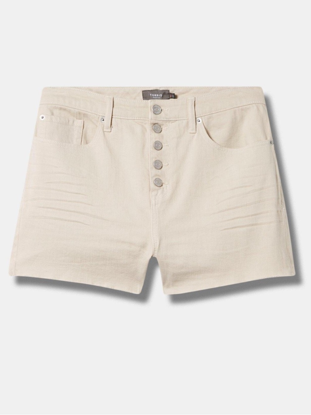 torrid Cream Button-Fly Denim Shorts